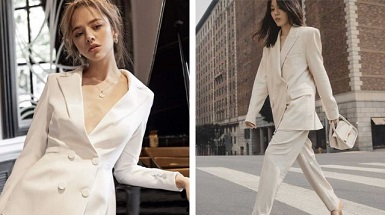 Áo khoác vest nữ màu trắng - phong cách mạnh mẽ